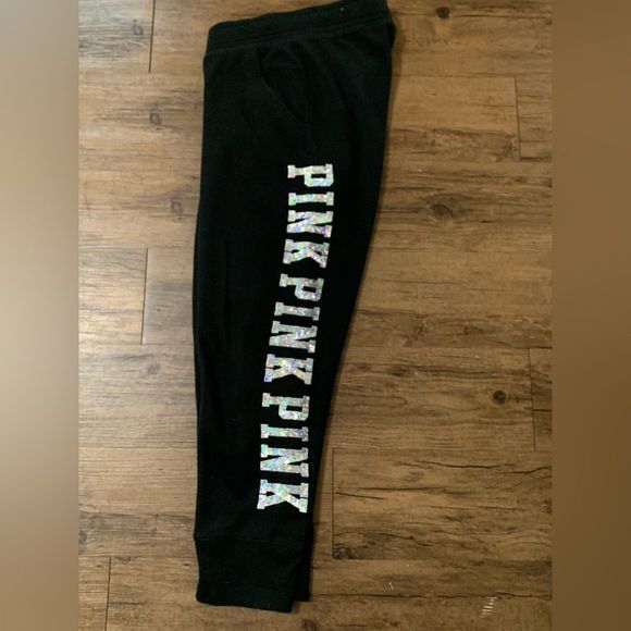 PINK VS HTF WATERCOLOR BLING HOODIE/ IRIDESCENT JOGGERS OUTFIT SET LARGE - Picture 11 of 12